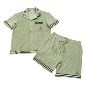 SERGIO TACCHINI VITUS TERRY CABANA SHIRT SHORT SET- Men’s - RESEDA GREEN