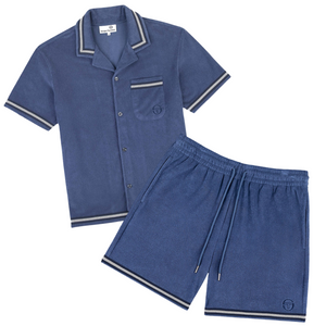 SERGIO TACCHINI VITUS TERRY CABANA SHIRT SHORT SET- Men’s -BLUE INDIGO
