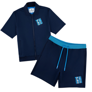 SERGIO TACCHINI URSO SHORT SLEEVE  TRACT-JACKET SHORT SET- Men’s -MARITIME BLUE