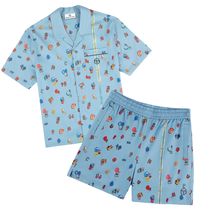 SERGIO TACCHINI MEN’S TOSCA POLO SHIRT SHORT SET-FADENIM BLUE