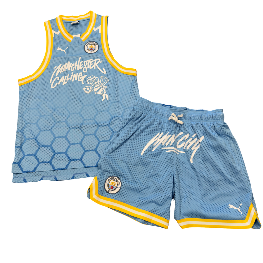 PUMA  HOOPS X MAN CITY  JERSEY SHORT SET-TEAM LIGHT BLUE