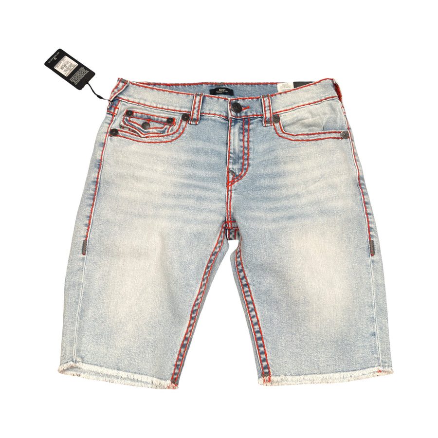 TRUE RELIGION BOBBY FLAP BIG T SHORT-COASTLINE ASH LIGHT WASH