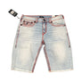 TRUE RELIGION BOBBY FLAP BIG T SHORT-COASTLINE ASH LIGHT WASH