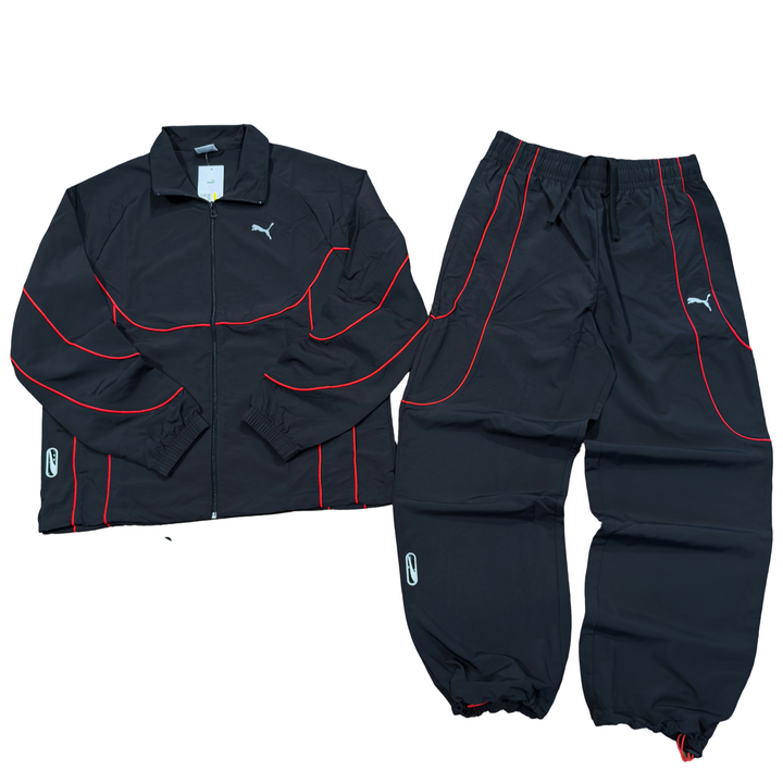 Puma  TECH - X WINDBREAKER  FULL-ZIP  TRACKSUIT Men’s - PUMA BLACK-FOR ALL TIME RED