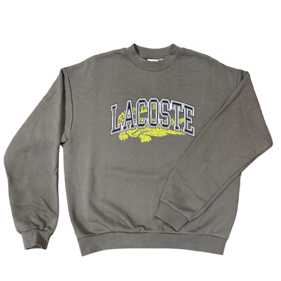 LACOSTE LOOSE FIT  FLEECE CREWNECK SWEATSHIRT -Men’s -KHAKI GREE -BMY