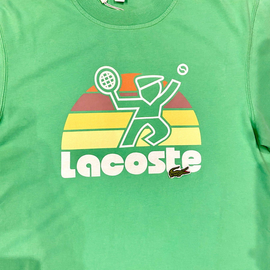 LACOSTE WASHED EFFECT TENNIS PRINT T-SHIRT Men’s -GREEN-UYX