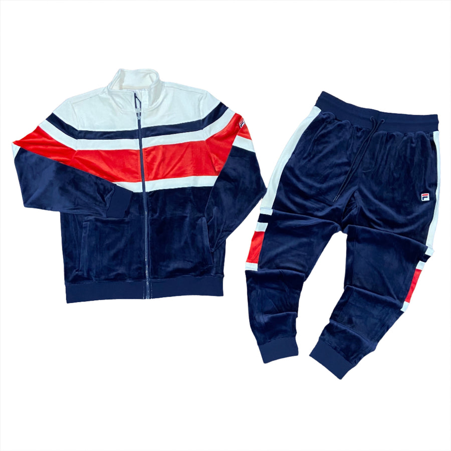 Fila SMART RETRO BLKD VELOUR TRACKSUIT Men’s - FNVY/GARD/FRED