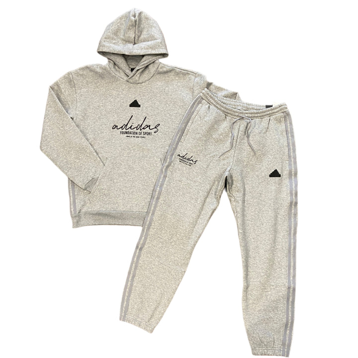 Adidas Originals Men’s BL FLEECE HOODY SWEATSUIT-ME GREY/BLACK