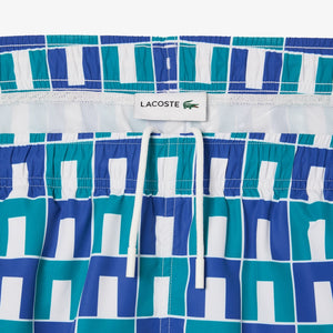 Lacoste  PATTERNED  SWIMWEAR TRUNKS Short Men’s -WHITE-BLUE-GREEN