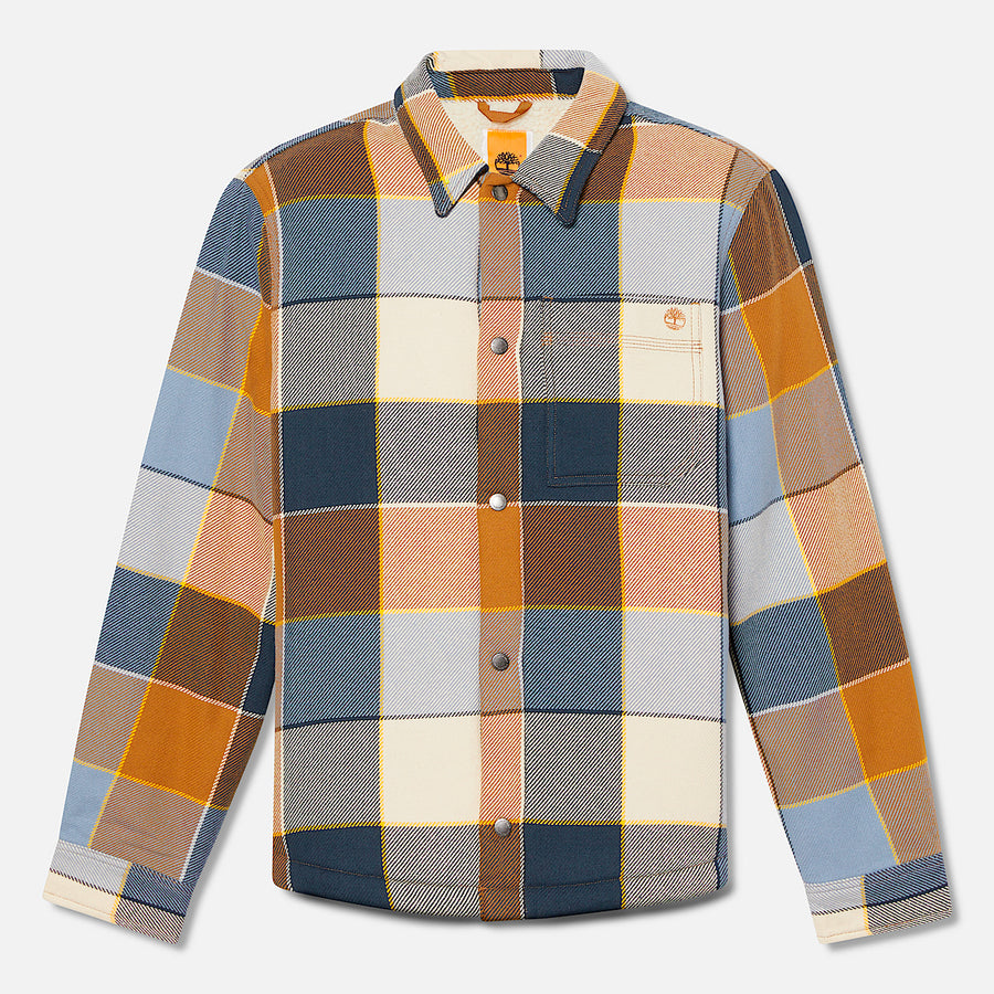 TIMBERLAND SHERPA LINED PLAID FLEECE  OVERSHIRT  Men’s - DARK WHEAT