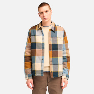 TIMBERLAND SHERPA LINED PLAID FLEECE  OVERSHIRT  Men’s - DARK WHEAT