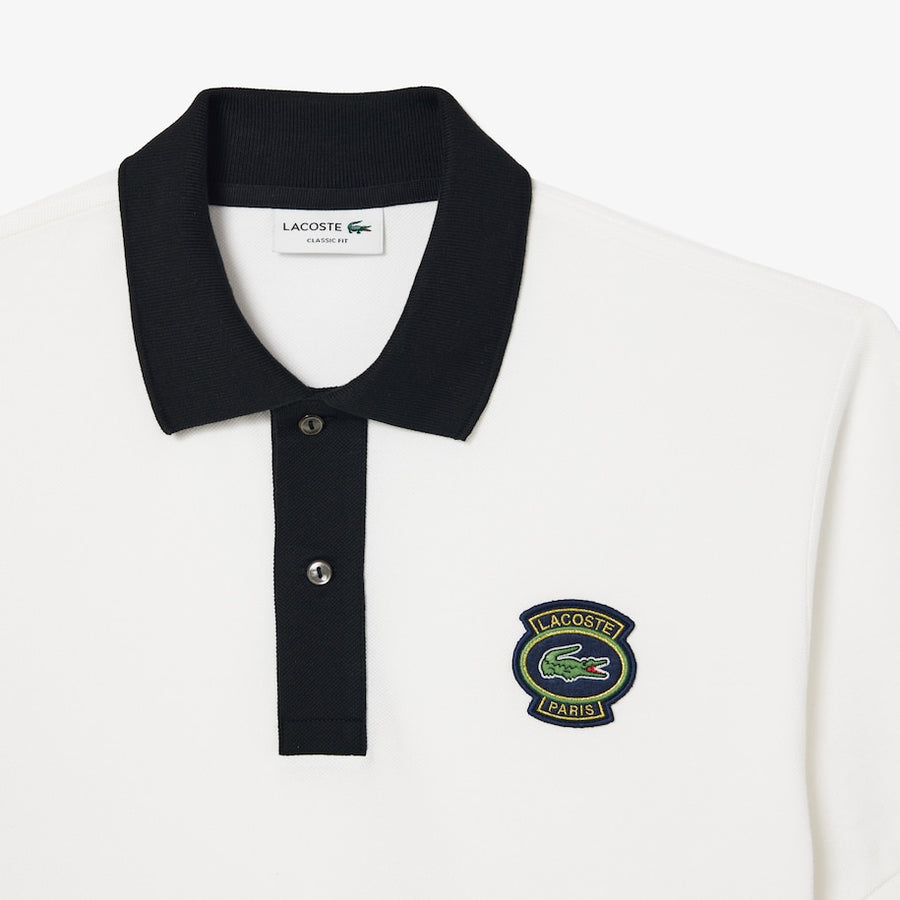 LACOSTE - PARIS LOGO BADGE CONTRAST COLLAR POLO SHIRT Men’s - WHITE/BLACK -031