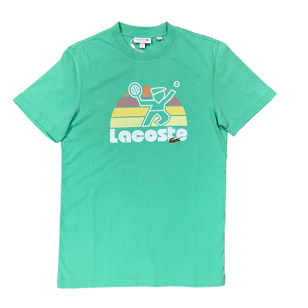LACOSTE WASHED EFFECT TENNIS PRINT T-SHIRT Men's -GREEN-UYX