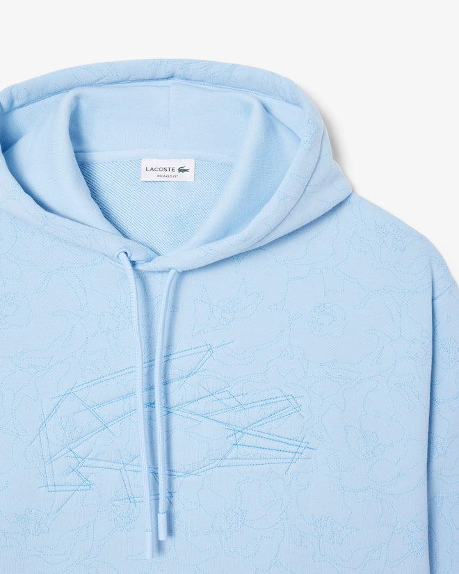 LACOSTE RELAXED FIT PRINTED HOODED FLEECE -Men's-SKY BLUE -HBP