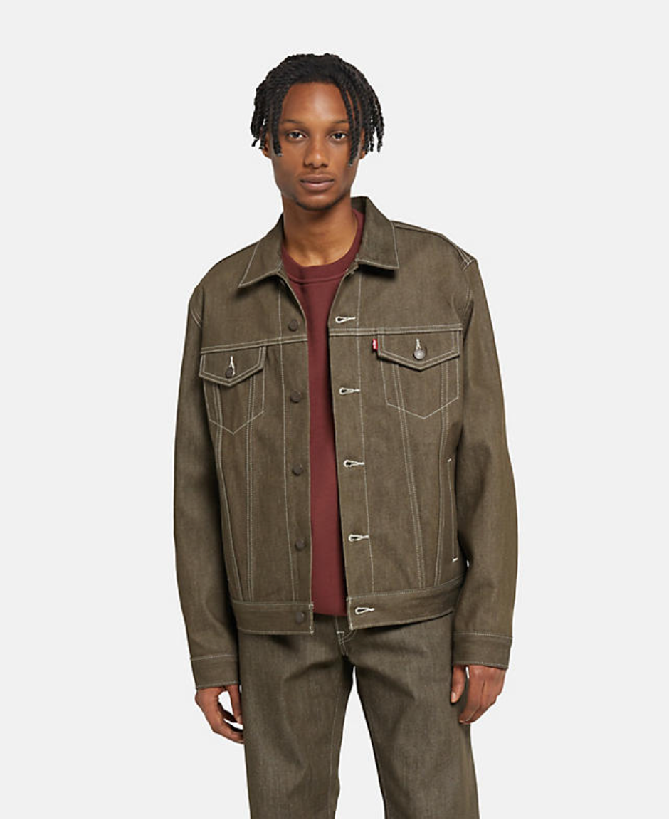 Levis Strauss & Co TRUCKER JACKET HARD DENIM Men's -BROWN