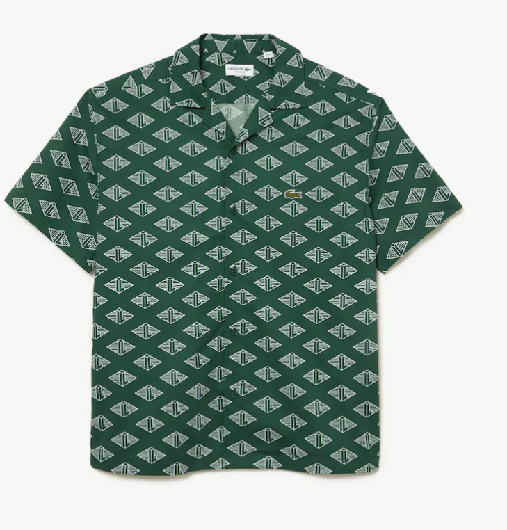 LACOSTE - RELAXED FIT SHORT SLEEVE MONOGRAM PRINT SHIRTS Men’s -GREEN ...