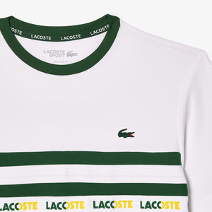 LACOSTE ULTRA-DRY LOGO STRIPE PIQUE TENNIS  T-SHIRT Men’s -GREEN-WHITE -001