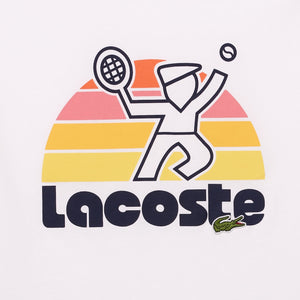 LACOSTE WASHED EFFECT TENNIS PRINT T-SHIRT Men’s -WHITE-001