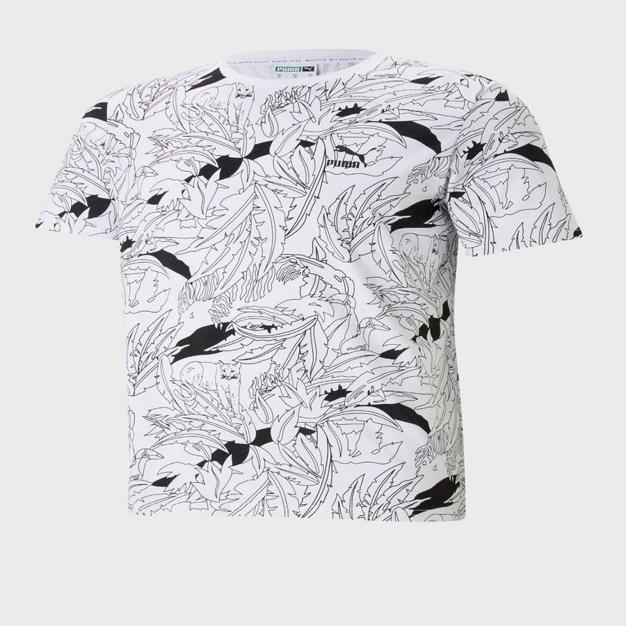 Puma CLASSICS GRAPHICS AOP TEE Men’s-WHITE PUMA BLACK