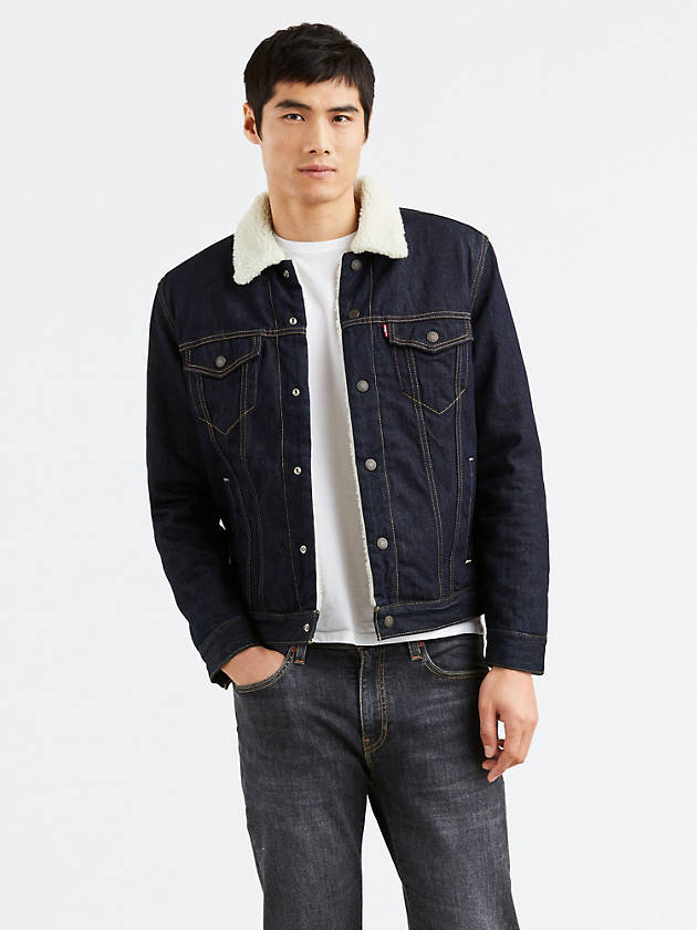 Levis Strauss & Co SHERPA TRUCKER JACKET Men’s - DARK WASH – Moesports