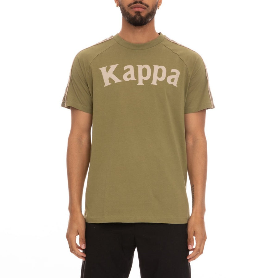 “Kappa 222 BANDA DETO MAN TEE Men’s -GREEN OLIVE - GREEN LT - WHITE