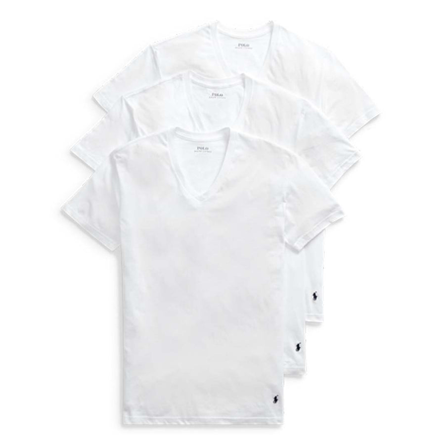 Polo Ralph Lauren - V-NECK CLASSIC FIT T-Shirt 3 PACK Men’s - WHITE - Moesports