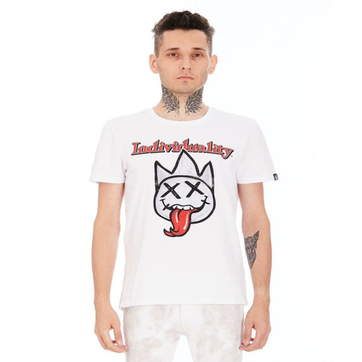 Cult of Individuality  TONGUE SHORT SLEEVE CREW NECK  TEE Men’s - WHITE