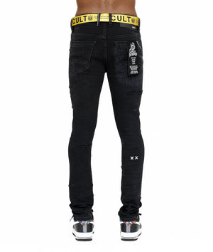 Cult of Individuality PUNK SUPER SKINNY STRETCH BELTED JEAN Men’s -GRUNGE