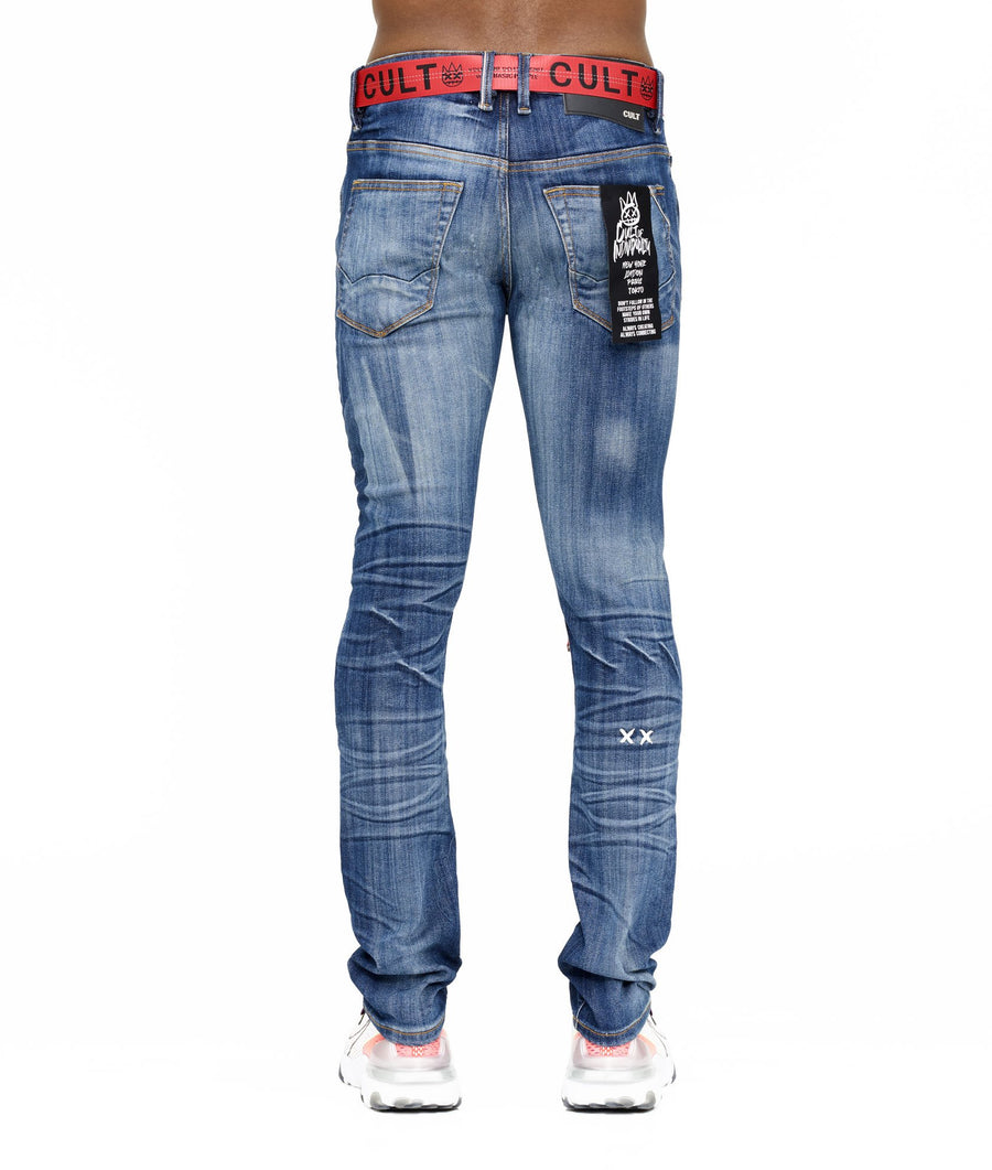 Cult of Individuality PUNK SUPER SKINNY BELTED JEAN Men’s - ABYSS
