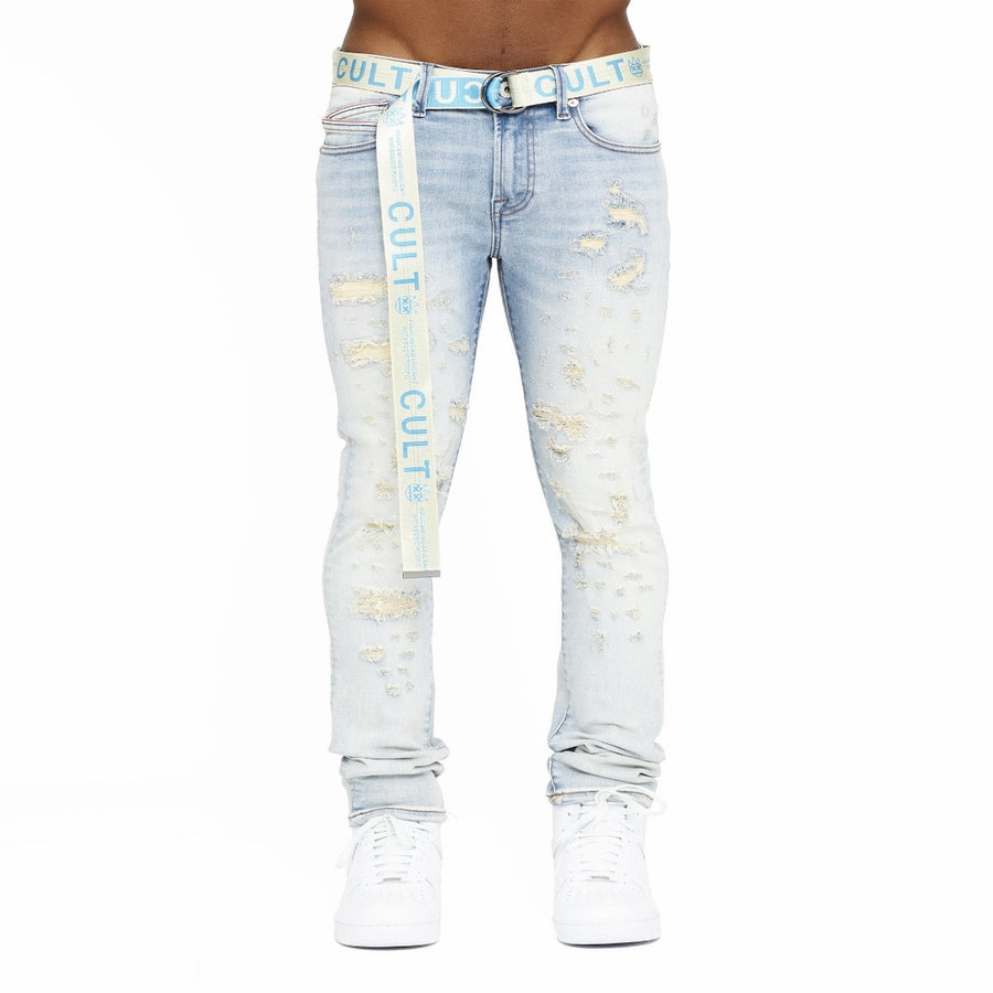 Cult of Individuality PUNK SUPER SKINNY BELTED JEAN Men’s - SCARS