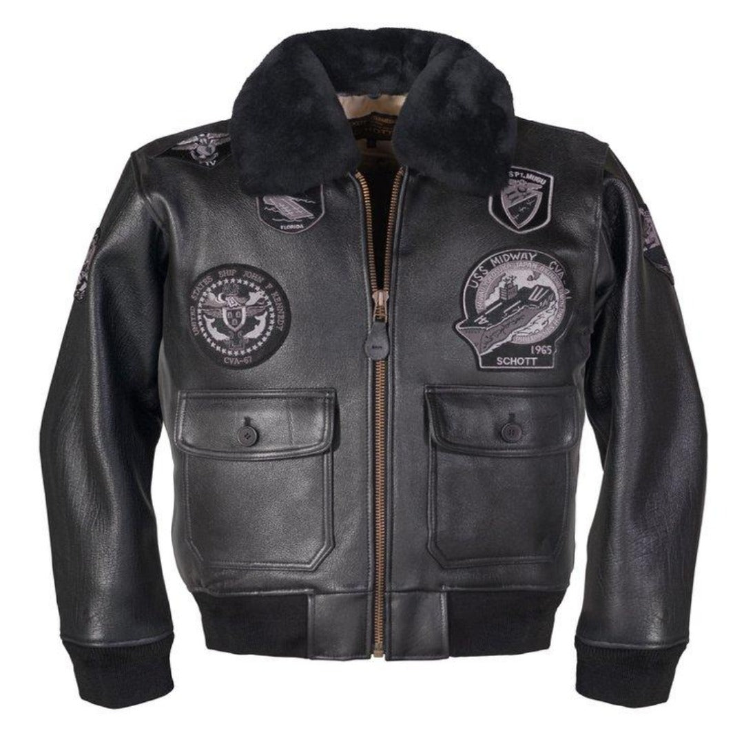 お礼や感謝伝えるプチギフト JACKET LEATHER MIDWAY USS Bros. Schott Men's Moesports – BLACK - ジャケット・アウター