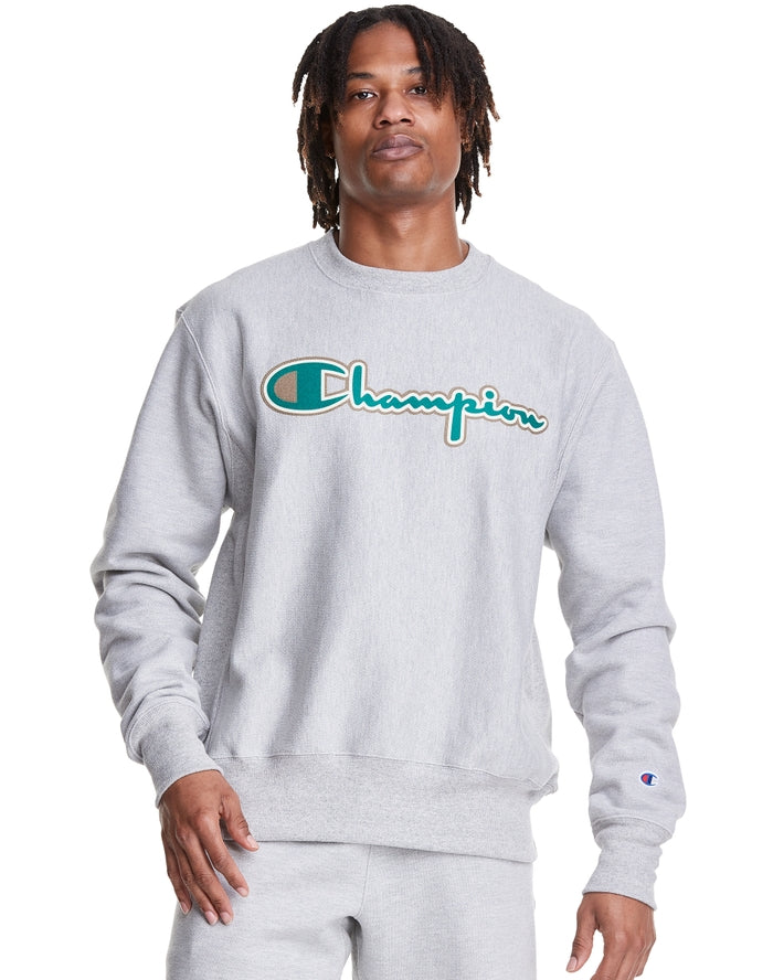 Champion FLC CREW NECK REVERSE WEAVE SCRIPT Men’s - GREY GREEN