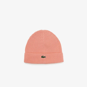 LACOSTE CORE RIBBED BEANIE - PINK