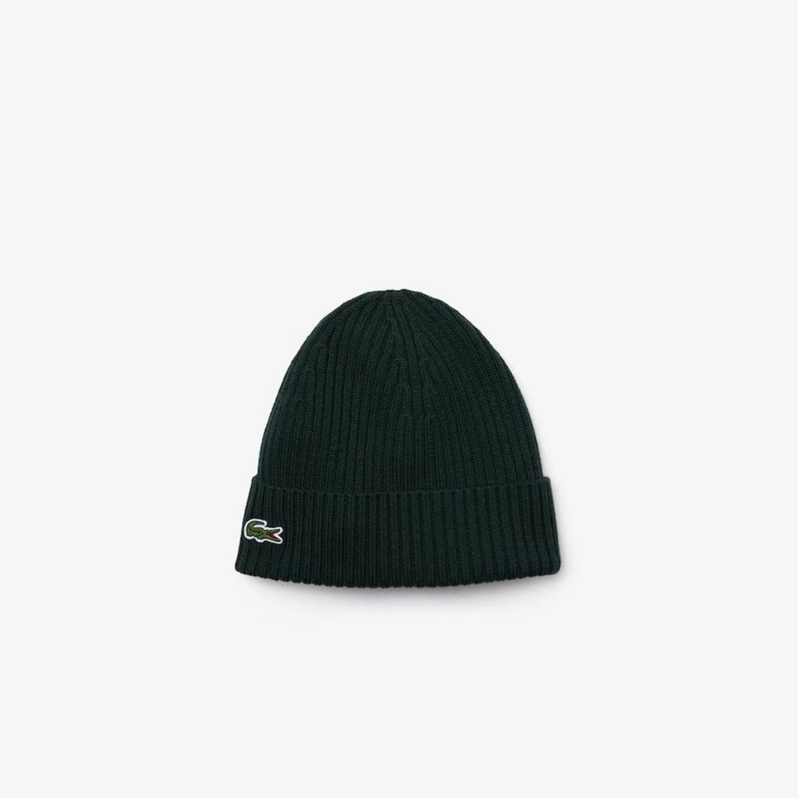 LACOSTE CORE RIBBED BEANIE -Green