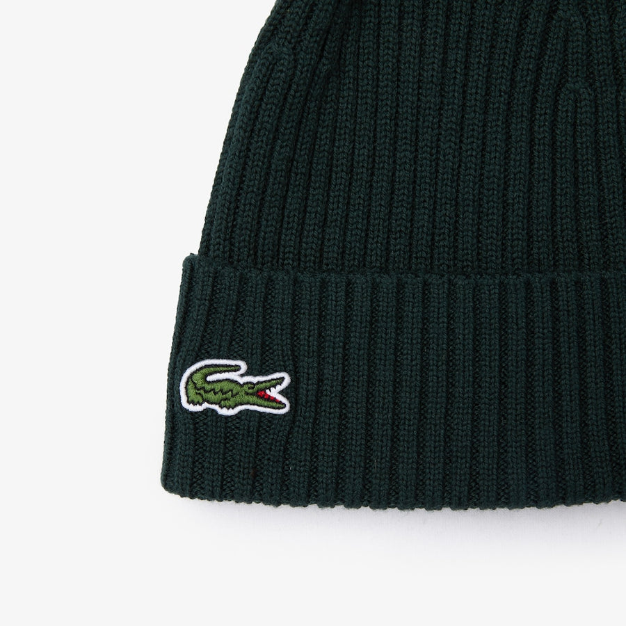 LACOSTE CORE RIBBED BEANIE -Green