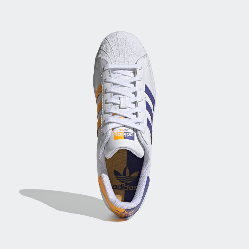 Adidas superstar white blue gold Clearance