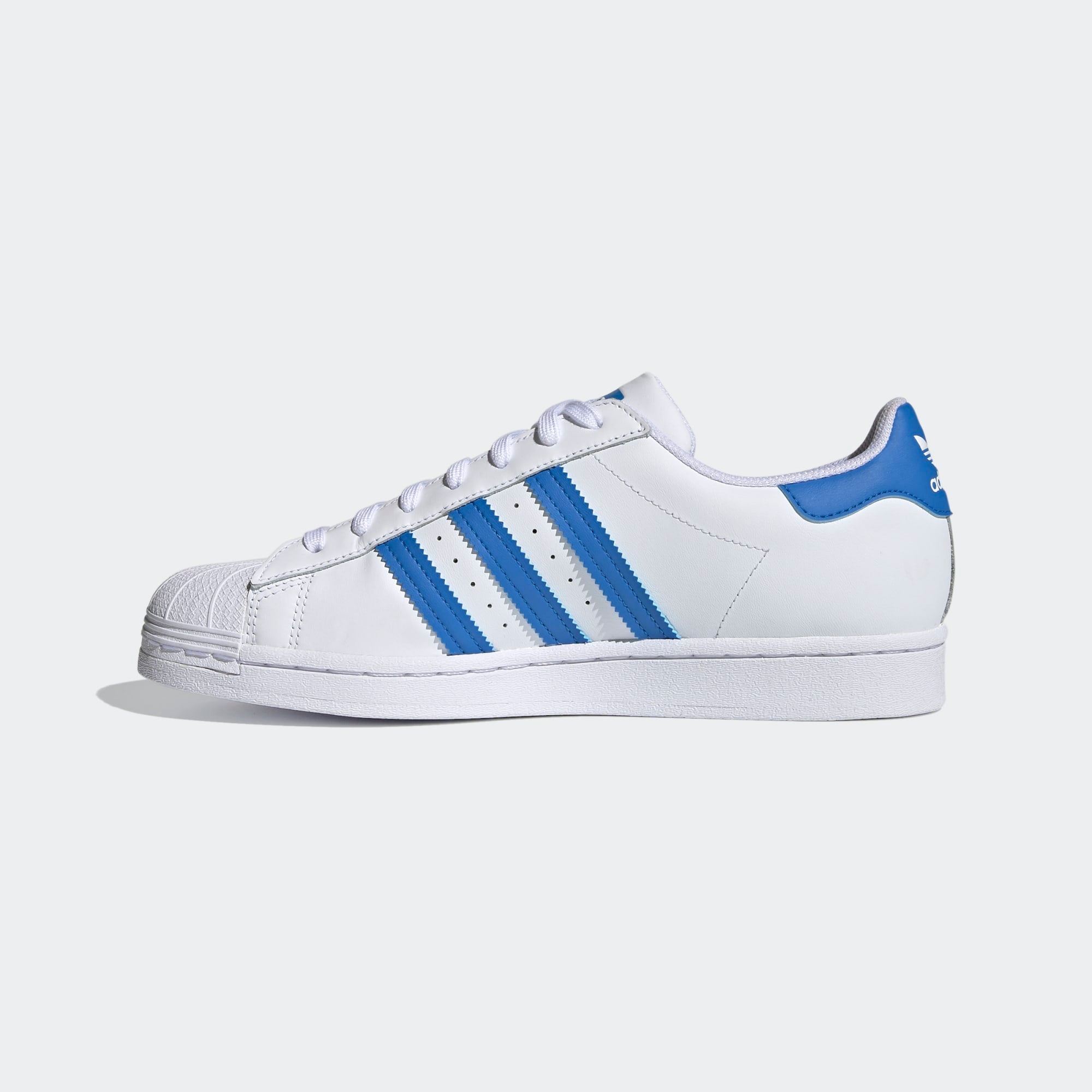 Adidas superstar white and blue stripes sales
