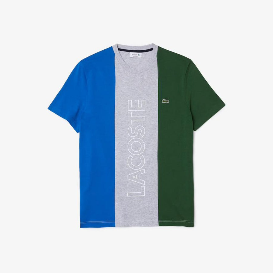 LACOSTE COLORBLOCK PRINT T-SHIRT Men’s - GREY CHINE /BLUE  GREEN