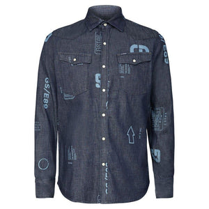 G-Star RAW  3301 SLIM LONG SLEEVE SHIRTS / Men’s -RINSED TYPE FACE