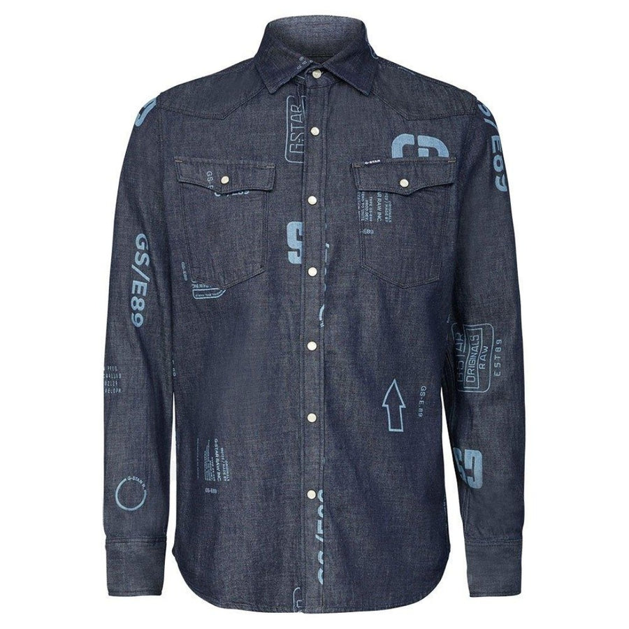 G-Star RAW 3301 SLIM LONG SLEEVE SHIRTS Men's -RINSED TYPE FACE