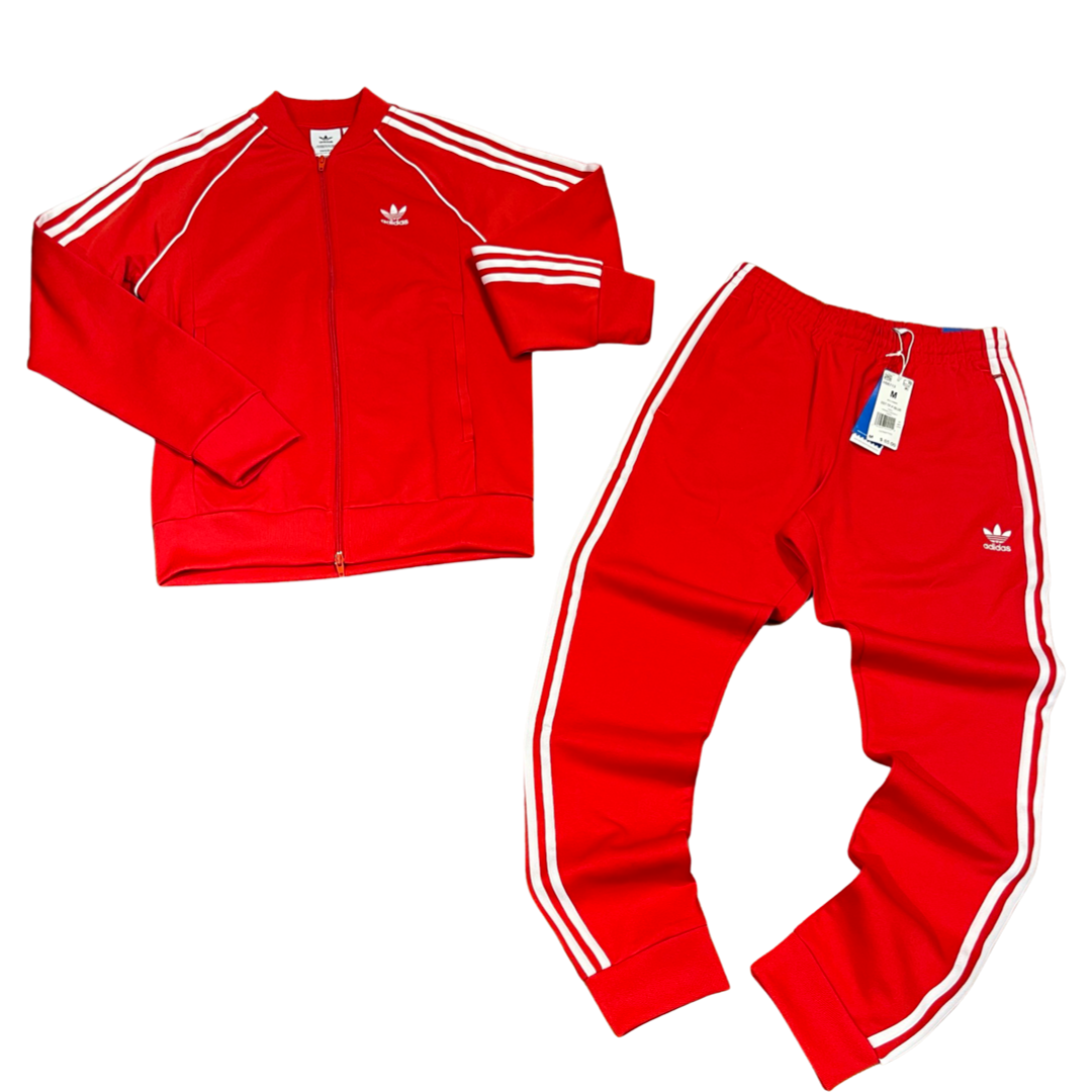 adidas sst tracksuit red
