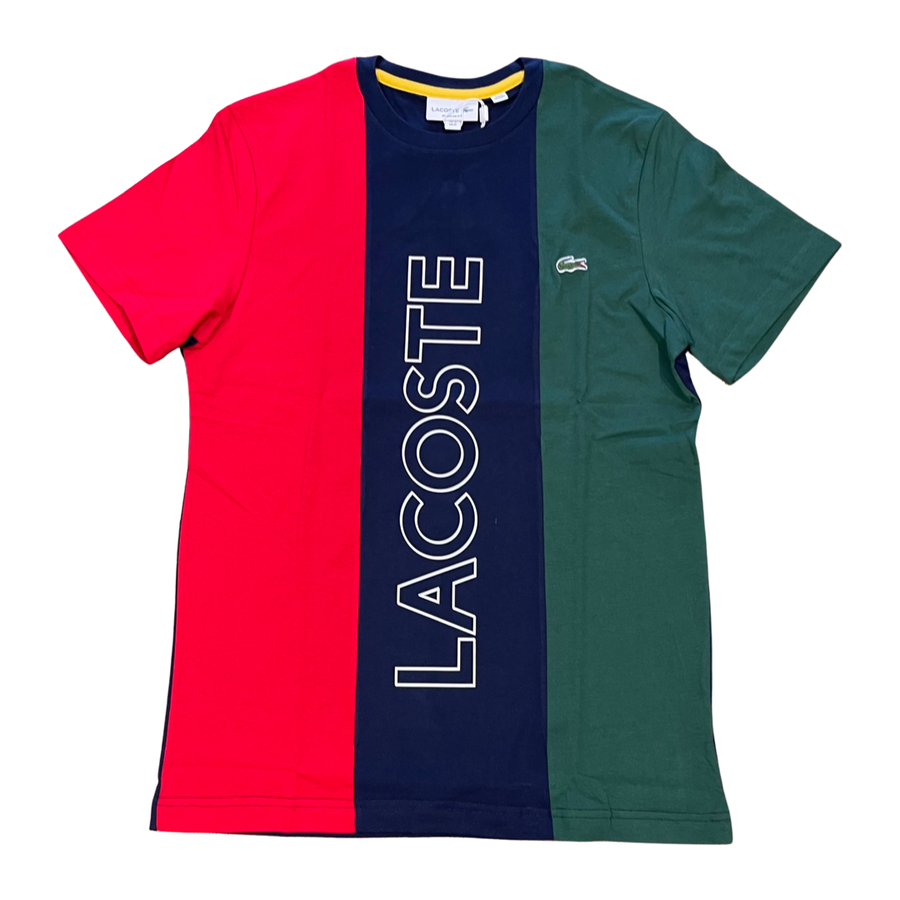 LACOSTE COLORBLOCK PRINT T-SHIRT Men’s - NAVY BLUE  / RED GREEN