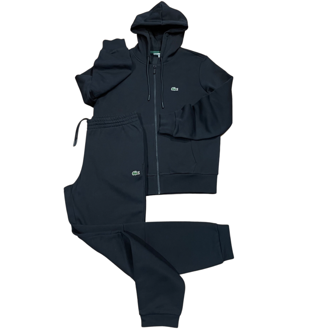 LACOSTE FUll ZIP HOODED CLASSIC SWEATSUIT Men's -BLACK – Moesports LACOSTE FUll ZIP HOODED CLASSIC SWEATSUIT Men's -BLACK – Moesports