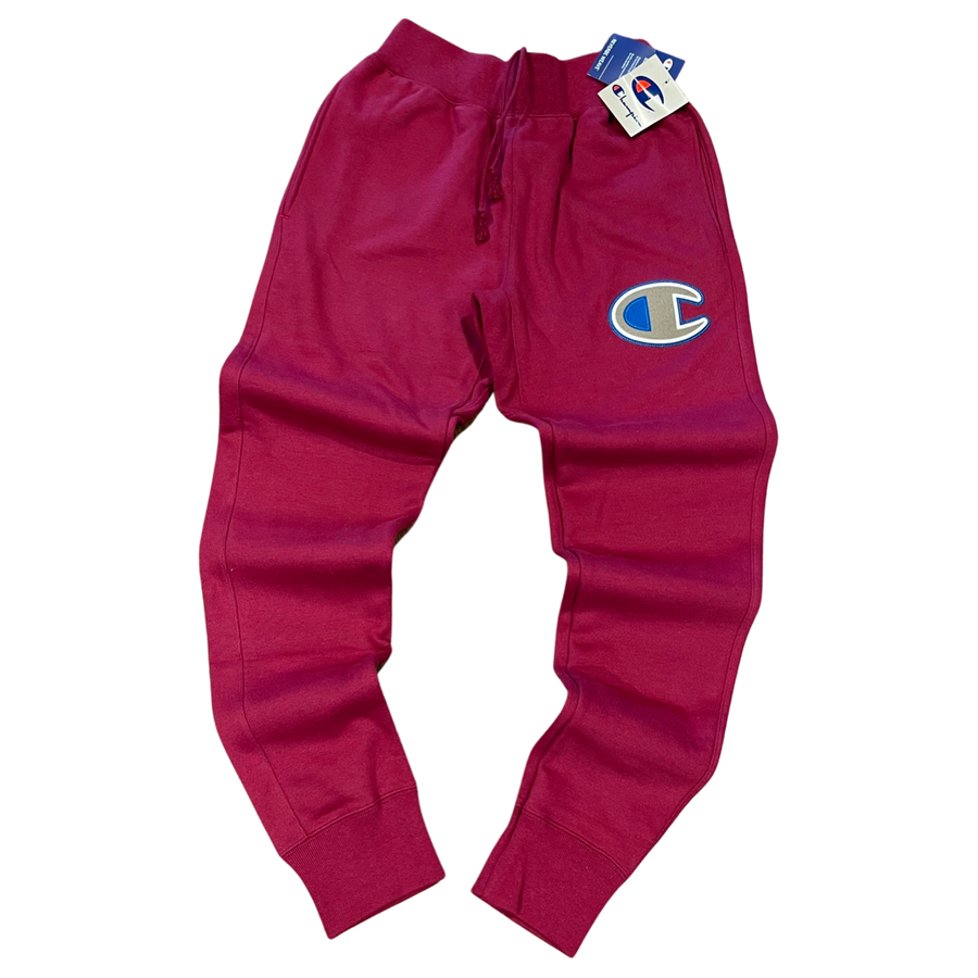 CHAMPION REVERSE WEAVE SCRIPT JOGGER PANTS men s BURGUNDY Moesports