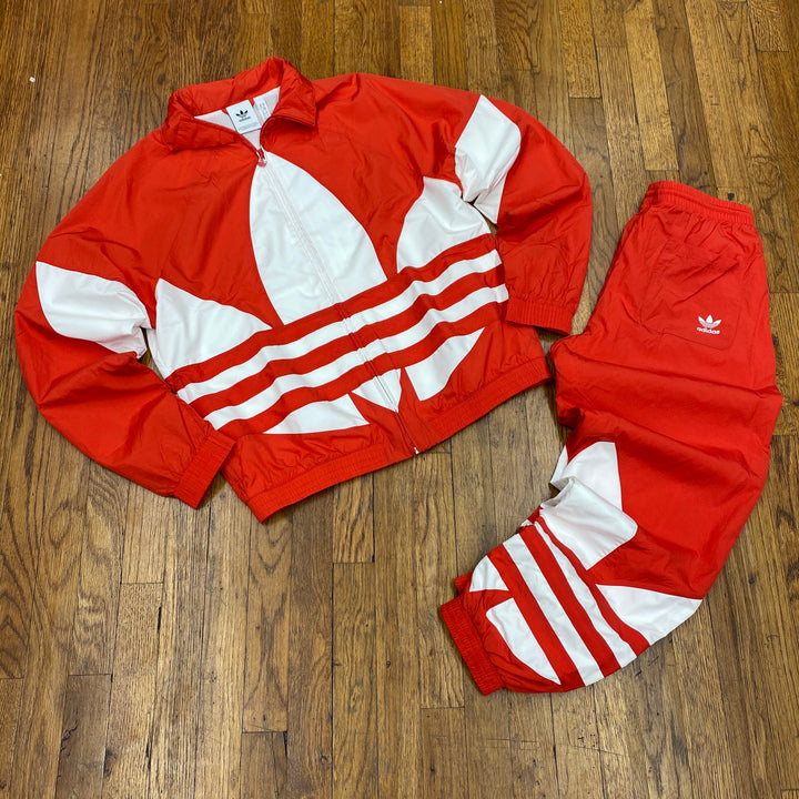 Adidas Original BIG TREFOIL Windbreaker Suit Men’s - LUSH RED/WHITE - Moesports