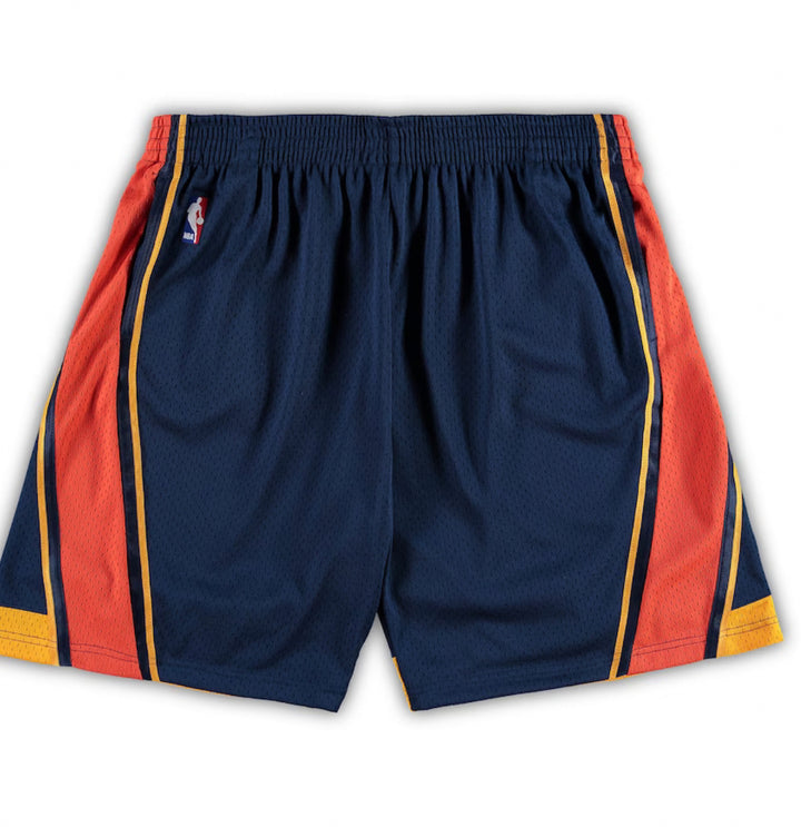 MITCHELL & NESS - NBA SWINGMAN ROAD -SHORTS - WARRIOR -09-10 - MENS -NAVY/ORANGE /YELLOW