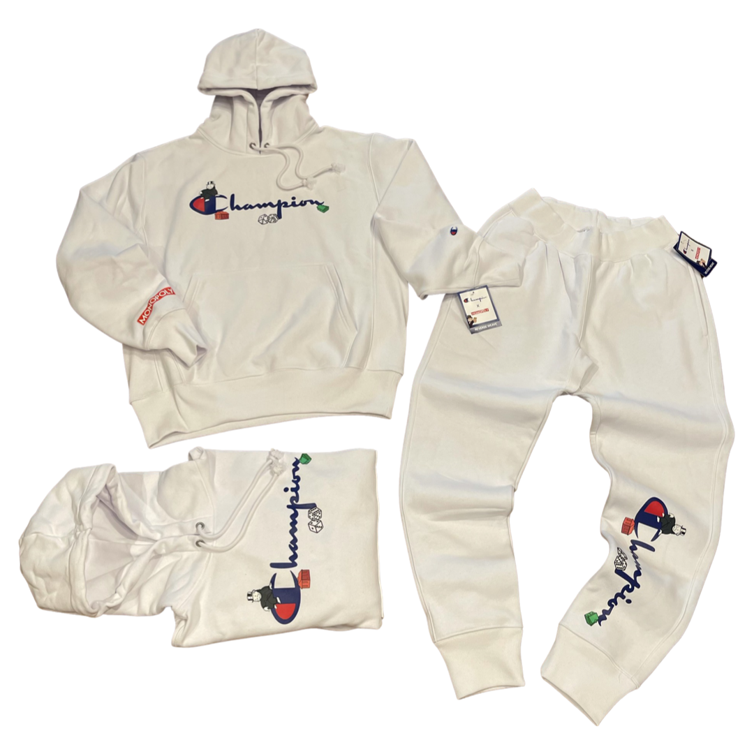 CHAMPION X MONOPOLY REVERSE WEAVE SWEATSUIT-WHITE – Moesports