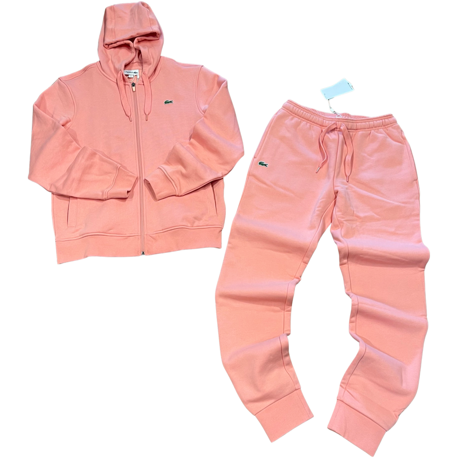 LACOSTE FUll ZIP HOODED CLASSIC SWEATSUIT Men s PINK Moesports