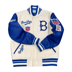Pro Standard LUXURY ATHLETIC COLLECTION MASH UP JACKET BROOKLYN  DODGERS Men’s-CREAM /ROYAL BLUE