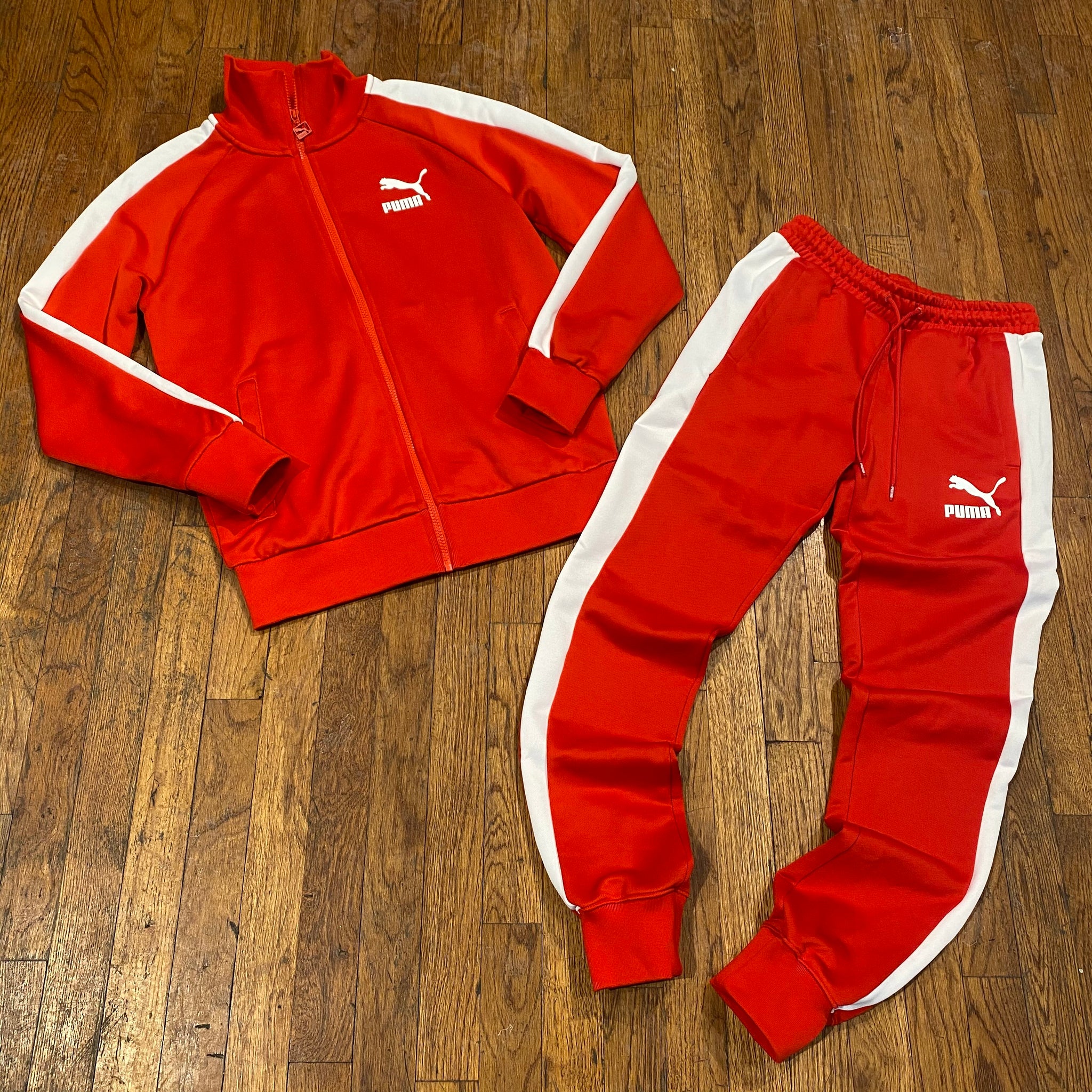 Puma ICONIC T7 TRACKSUIT Men's - RED WHITE – Moesports